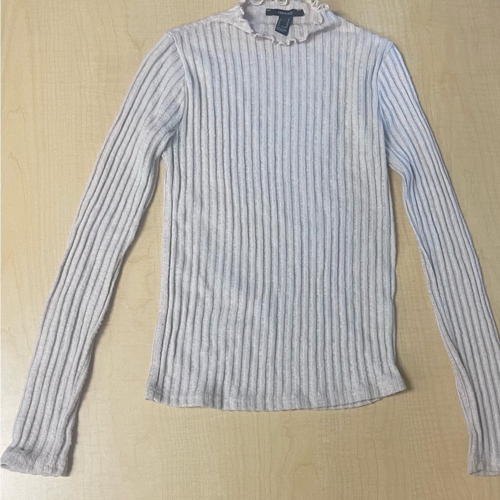 Like New Forever 21 Gray Cowl Neck Ribbed Sweater Adult Medium